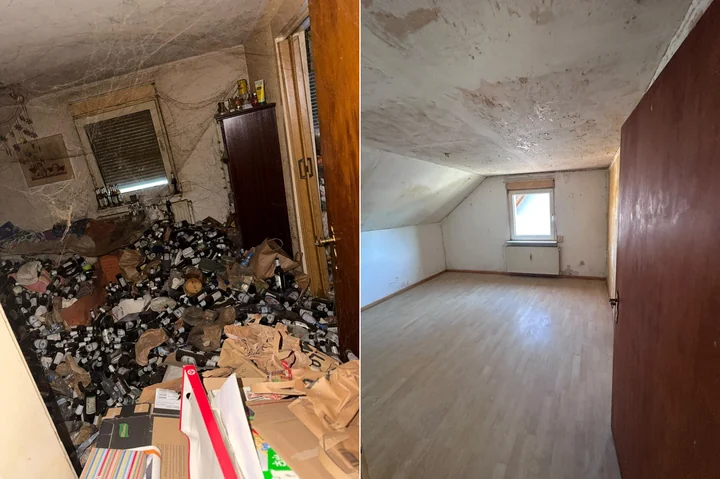 Vorher-Nachher-Vergleich: Wohnraum. Links vorher, rechts nachher.